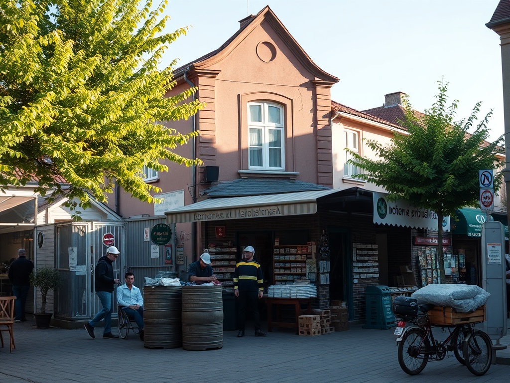 Logo Funduszy Europejskich na tle panoramy Przasnysza, podkreślające inwestycje UE w mieście